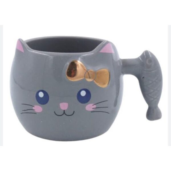 Caneca Gatinho - Alça Peixe Cinza